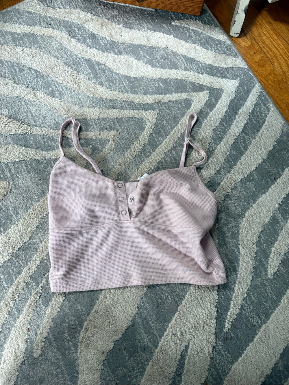 Garage pink Ribbed Button-Front Crop Tank
